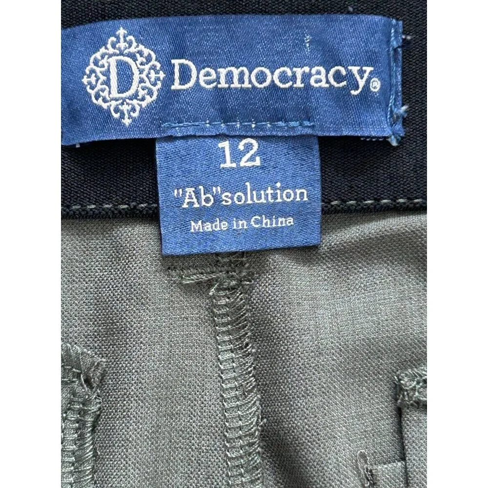 Democracy Ab Solution Women Pant 12 Olive Green Stretch Dress Slacks Lightweight - Picture 10 of 12